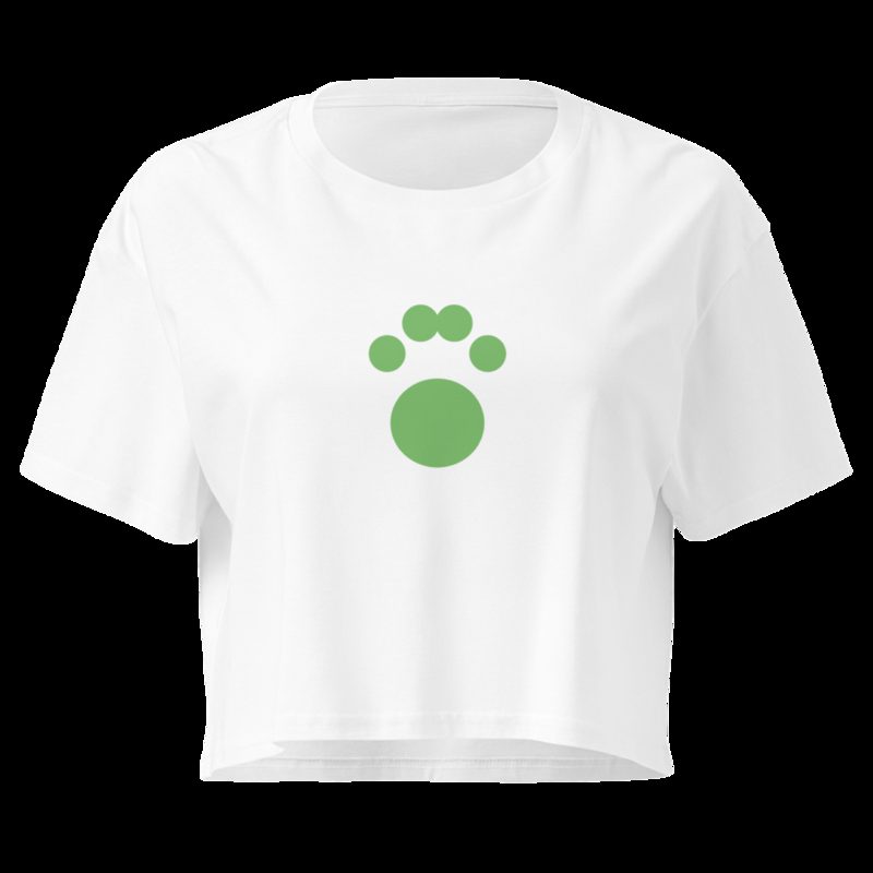 AnimalViewology Paw Crop Top White