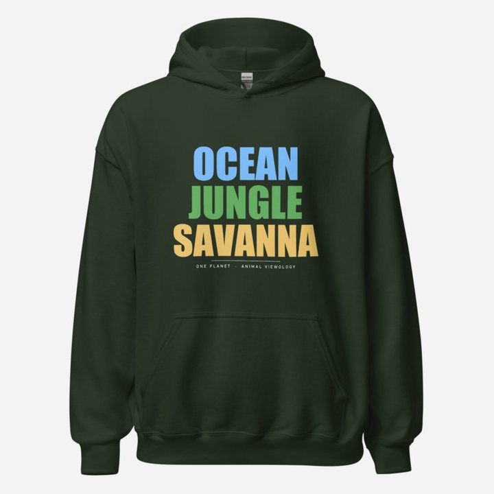 Animal Viewology Three Worlds Hoodie in Forest Green