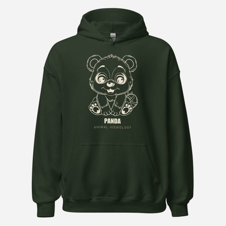 Animal Viewology Panda Sketch Hoodie in Forest Green