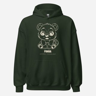 Animal Viewology Panda Sketch Hoodie Forest Green