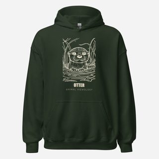 Animal Viewology Otter Sketch Hoodie Forest Green
