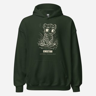 Animal Viewology Cheetah Sketch Hoodie Forest Green