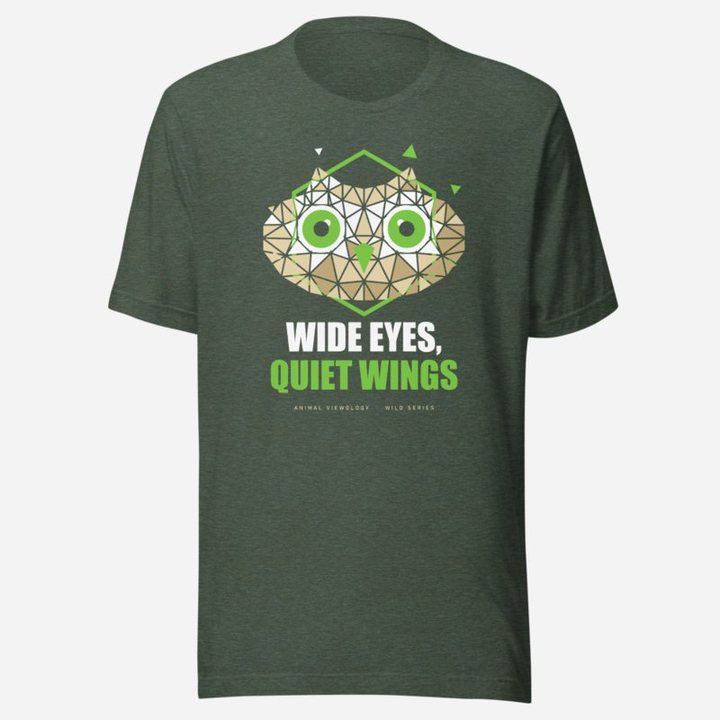 Animal Viewology Wide Eyes, Quiet Wings Wild Tee in Heather Forest