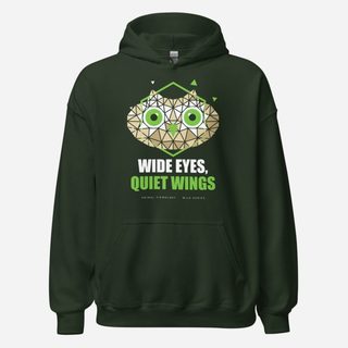 Animal Viewology Wide Eyes, Quiet Wings Wild Hoodie Forest Green