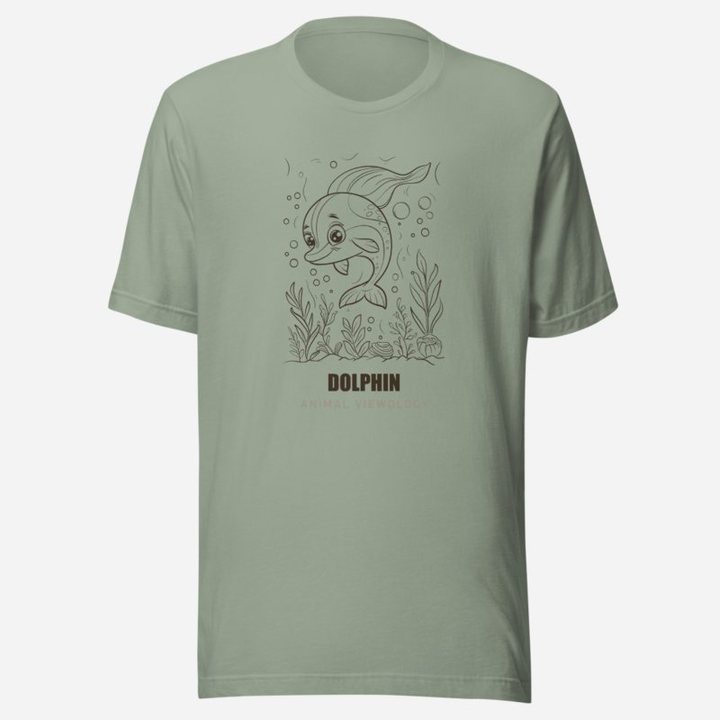 Animal Viewology Dolphin Sea Life Tee in Sage