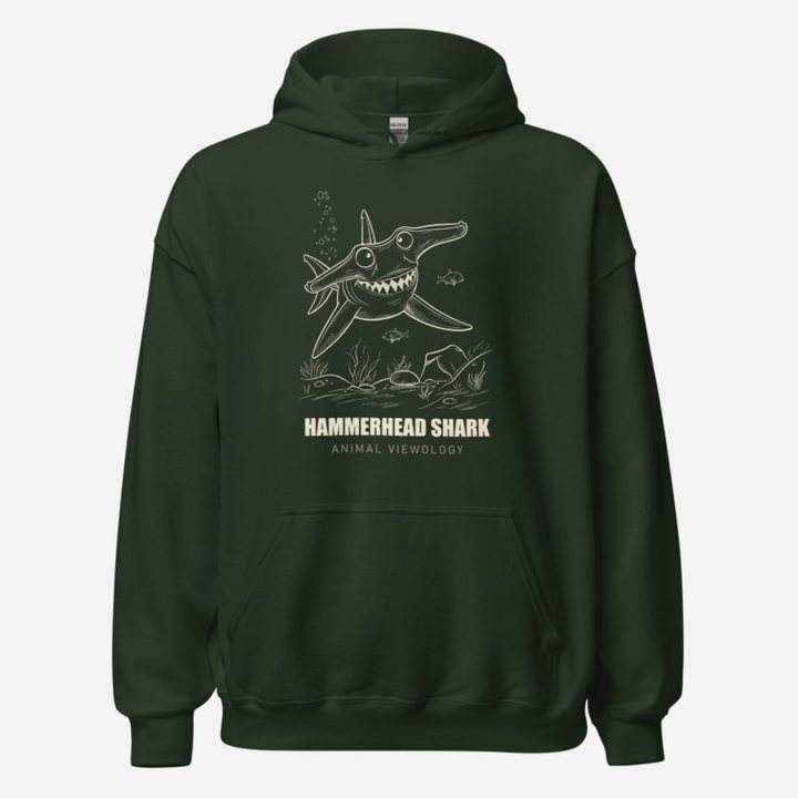 Animal Viewology Hammerhead Shark Sea Life Hoodie in Forest Green