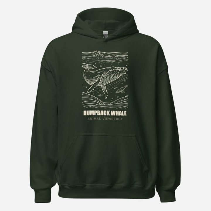 Animal Viewology Humpback Whale Sea Life Hoodie in Forest Green