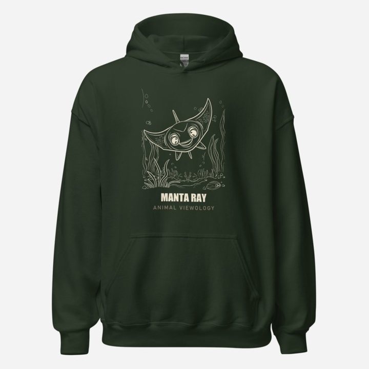 Animal Viewology Manta Ray Sea Life Hoodie in Forest Green