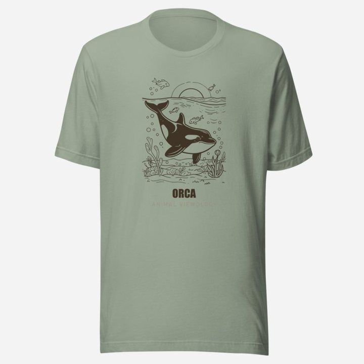 Animal Viewology Orca Sea Life Tee in Sage