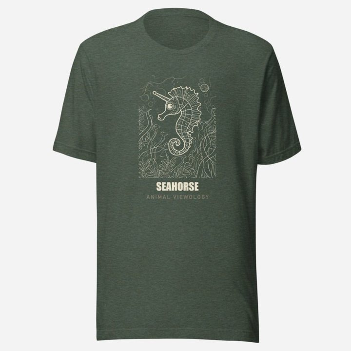 Animal Viewology Seahorse Sea Life Tee in Heather Forest