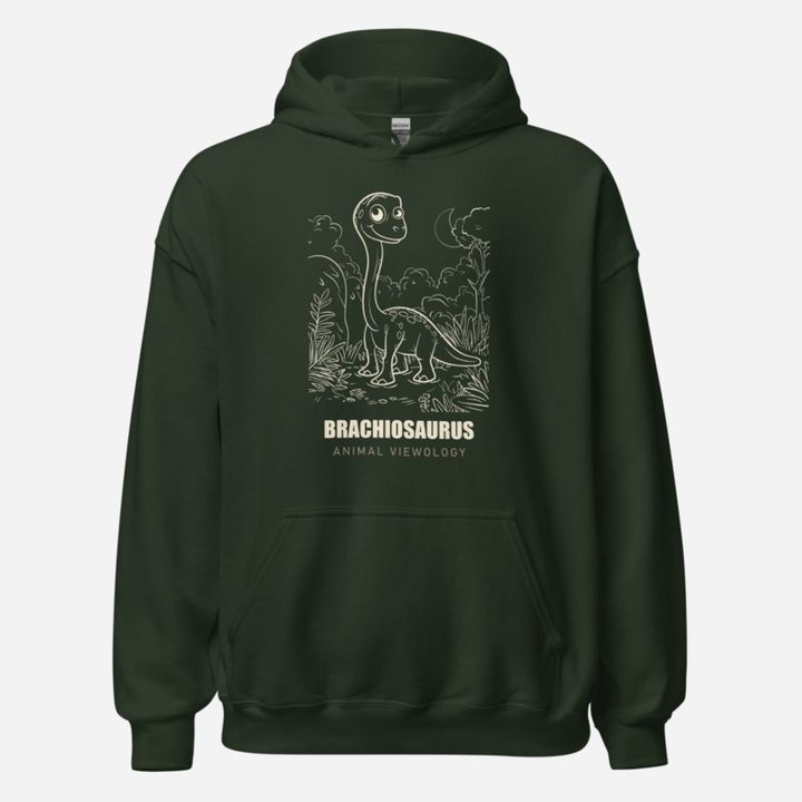 Animal Viewology Brachiosaurus Dino Life Hoodie in Forest Green