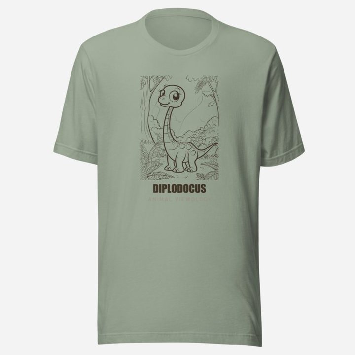Animal Viewology Diplodocus Dino Life Tee in Sage