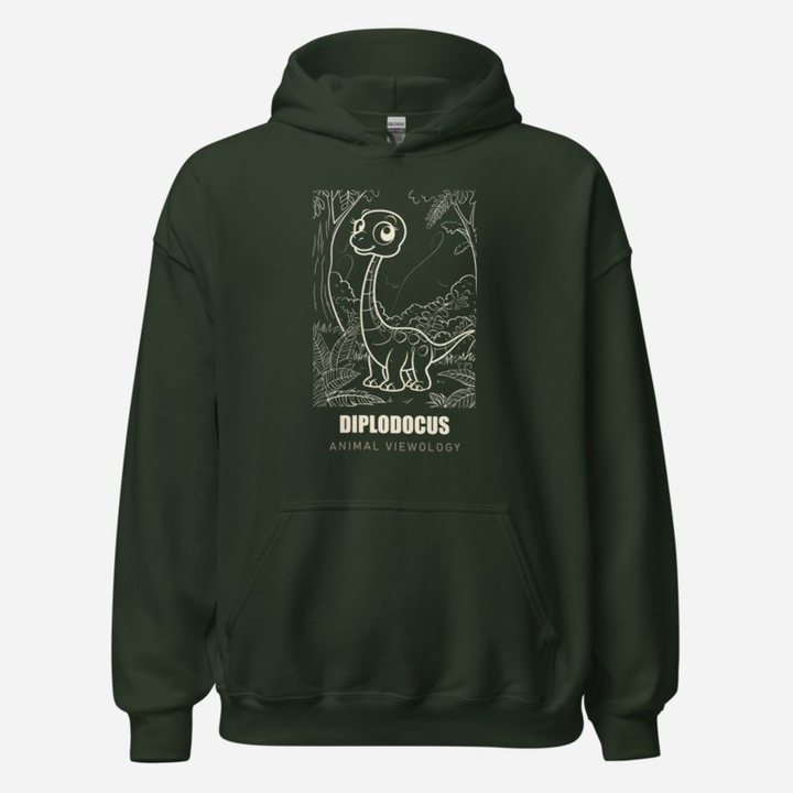Animal Viewology Diplodocus Dino Life Hoodie in Forest Green