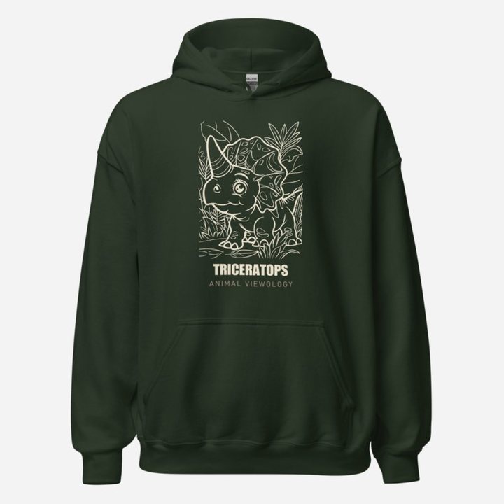 Animal Viewology Triceratops Dino Life Hoodie in Forest Green