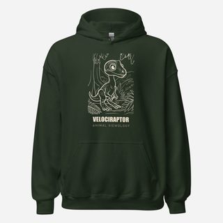 Animal Viewology Velociraptor Dino Life Hoodie Forest Green