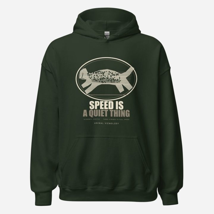 Animal Viewology Speed Is A Quiet Thing Field Guide Hoodie in Forest Green