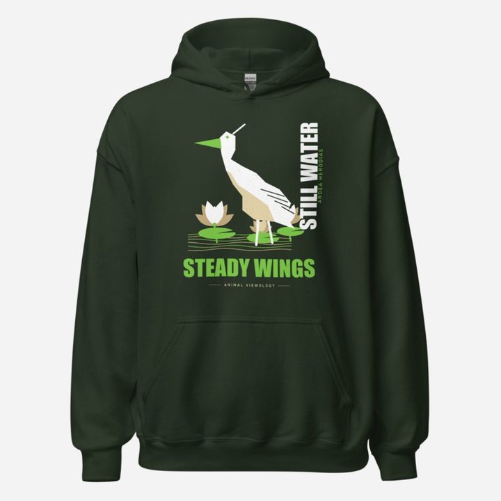 Animal Viewology Still Water Steady Wings Field Guide Hoodie in Forest Green