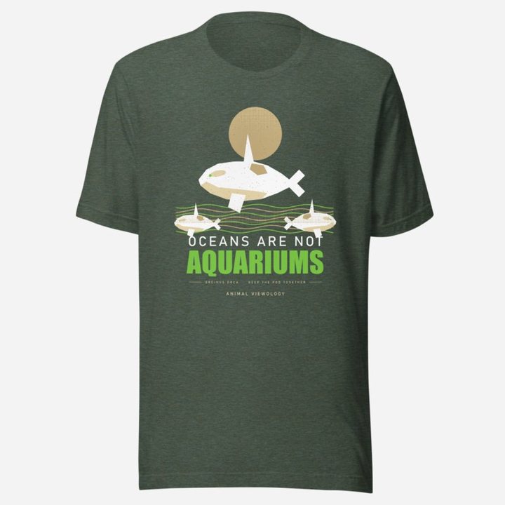 Animal Viewology Oceans Are Not Aquariums Field Guide Tee in Heather Forest