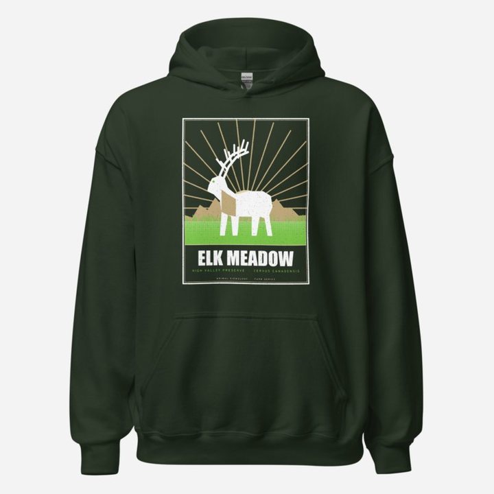 Animal Viewology Elk Meadow Field Guide Hoodie in Forest Green