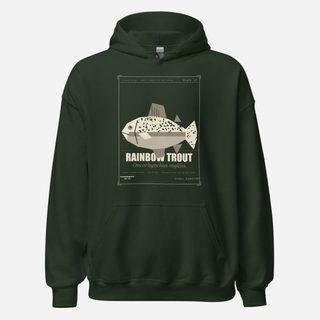 Animal Viewology Rainbow Trout Field Guide Field Guide Hoodie Forest Green
