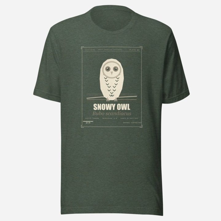 Animal Viewology Snowy Owl Field Guide Field Guide Tee in Heather Forest