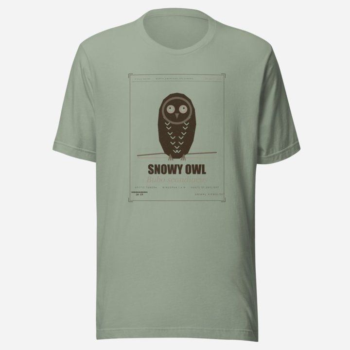 Animal Viewology Snowy Owl Field Guide Field Guide Tee in Sage