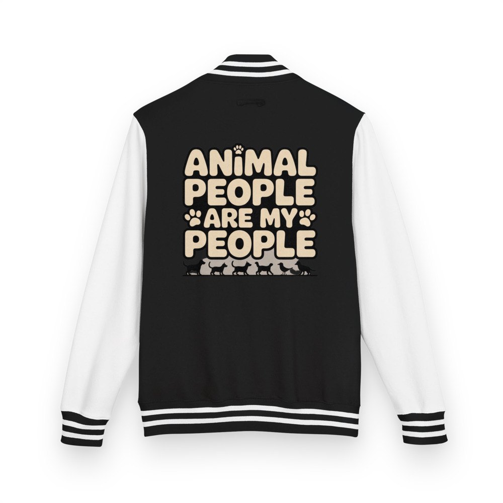 Animal Viewology Animal People Are My People Varsity Jacket Jet Black/Arctic White