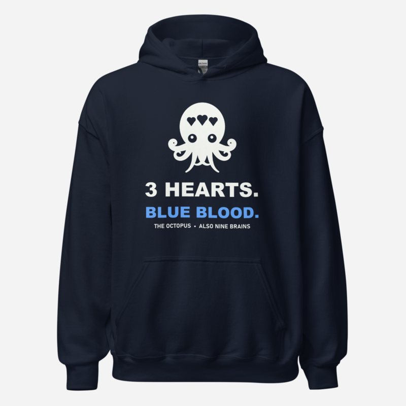 Animal Viewology Three Hearts Blue Blood Hoodie Navy