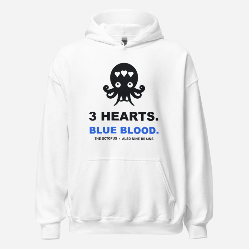 Animal Viewology Three Hearts Blue Blood Hoodie White