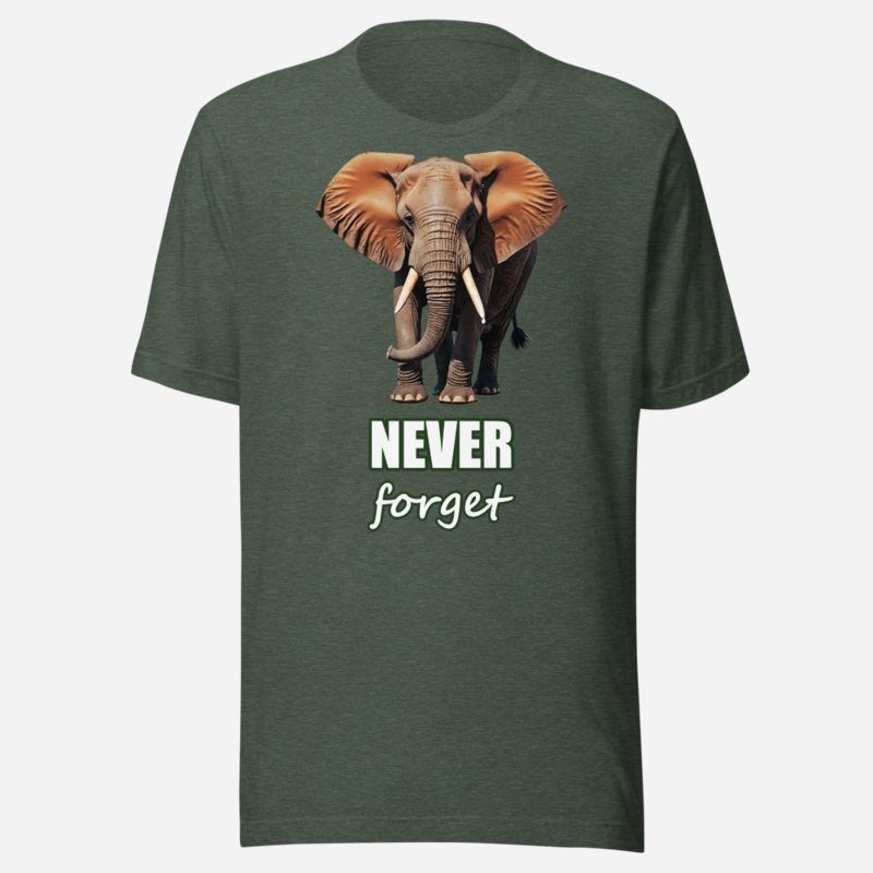 Animal Viewology Never Forget Elephant Tee in Heather Forest
