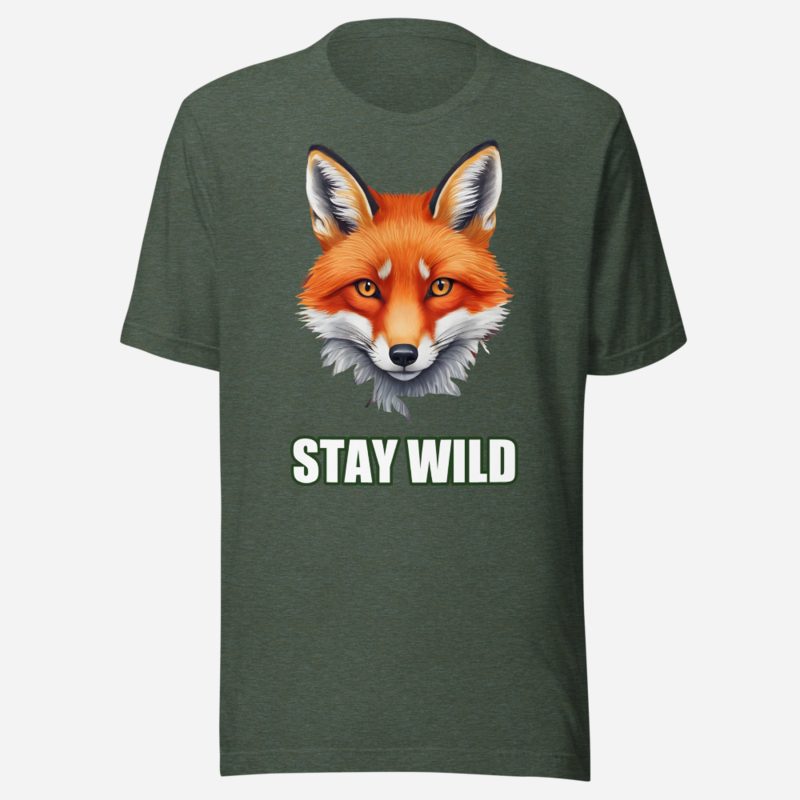 Animal Viewology Stay Wild Fox Tee in Heather Forest